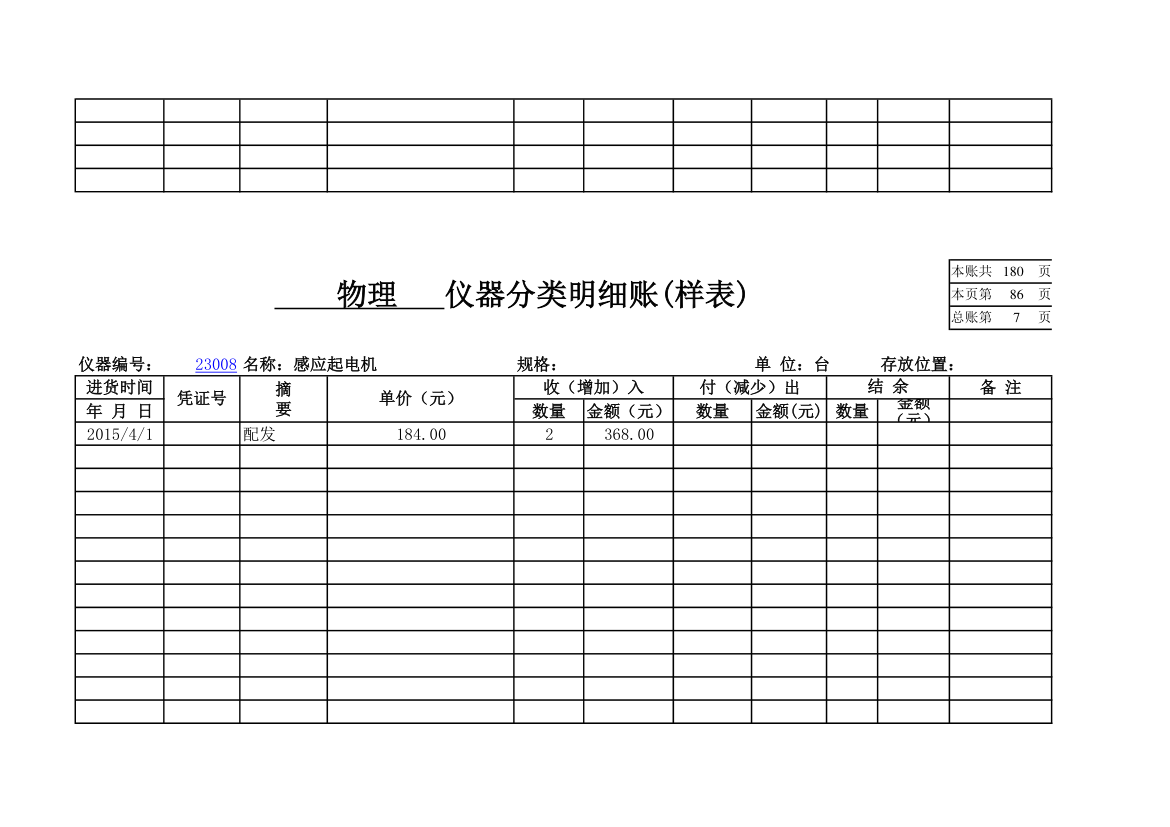 物理实验室分类明细账第77页