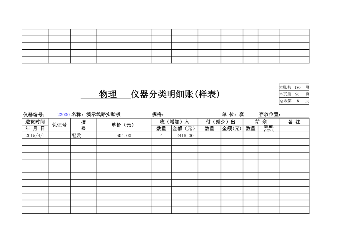 物理实验室分类明细账第86页