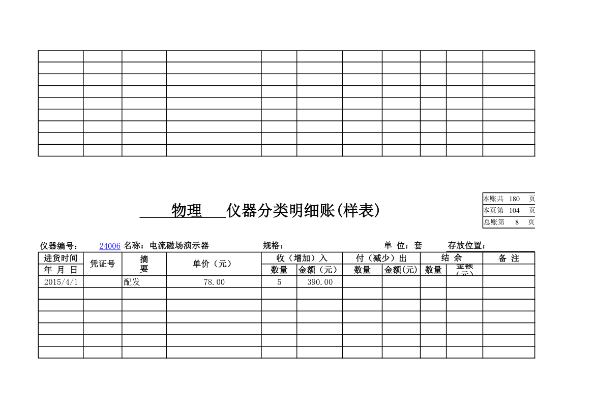 物理实验室分类明细账第93页