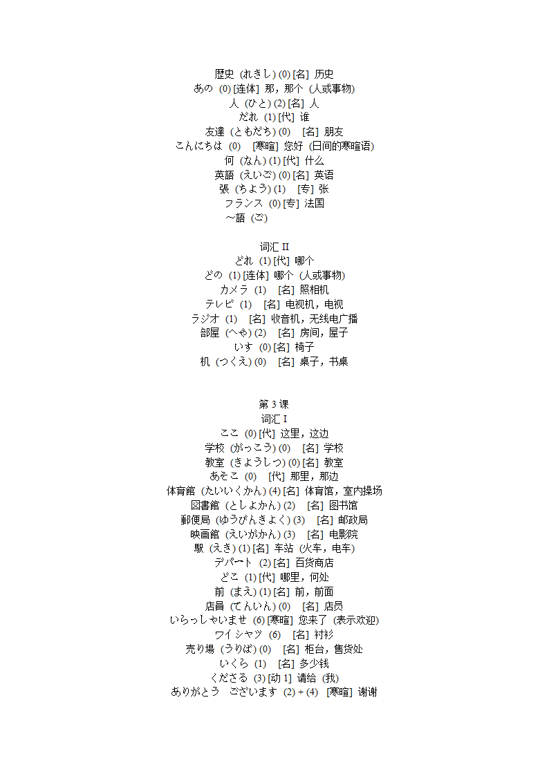 旧版标准日本语单词第2页