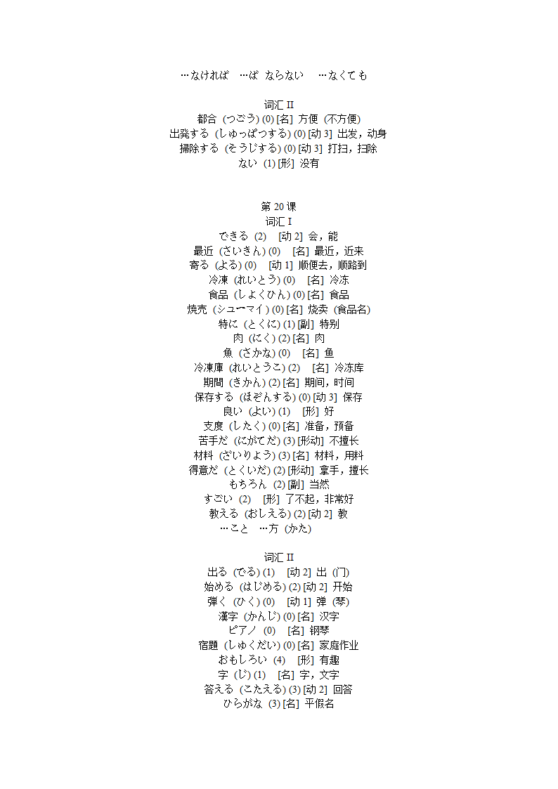 旧版标准日本语单词第18页