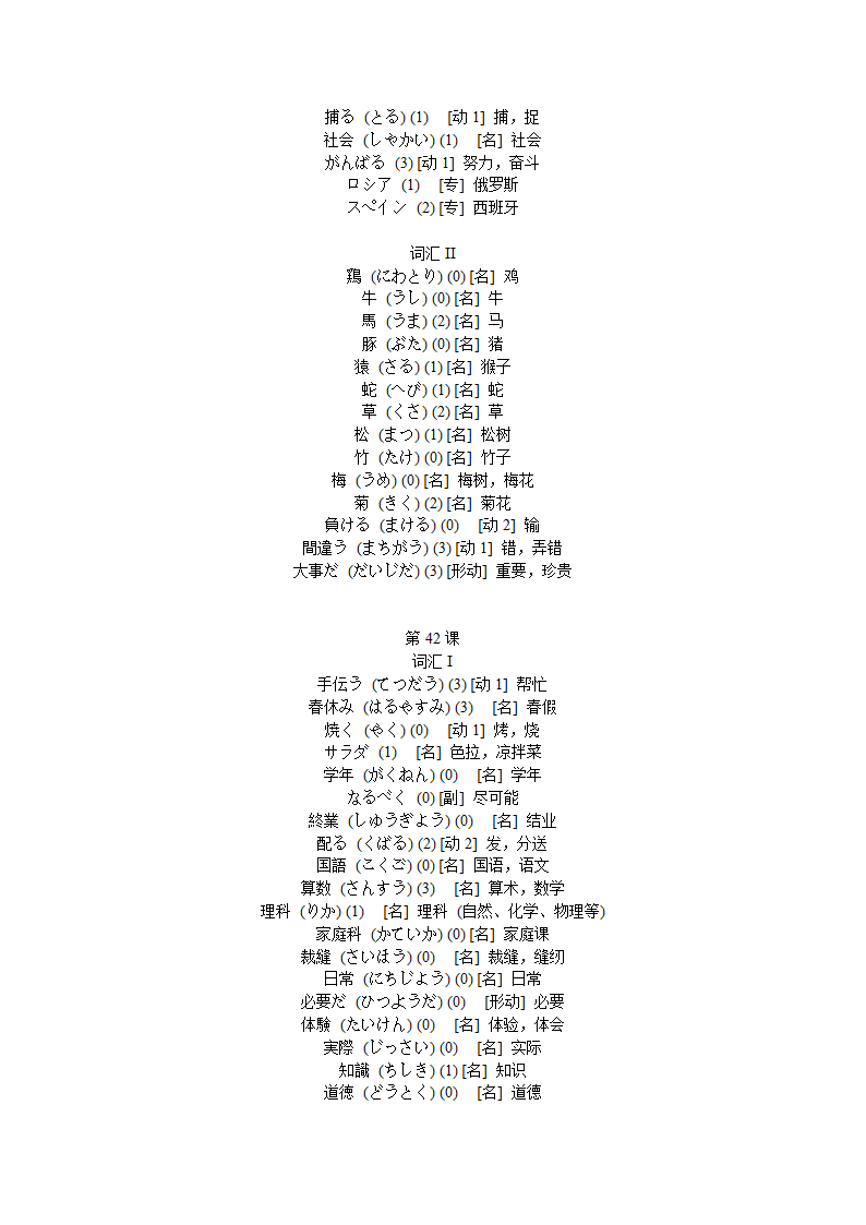 旧版标准日本语单词第37页