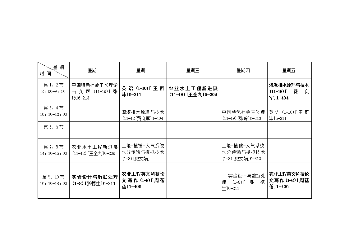 大学课程表第1页