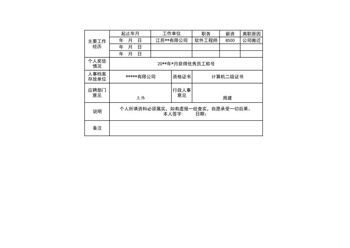 员工应聘登记表.xls第2页