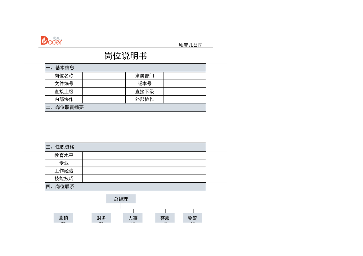 通用岗位说明书.xlsx第1页