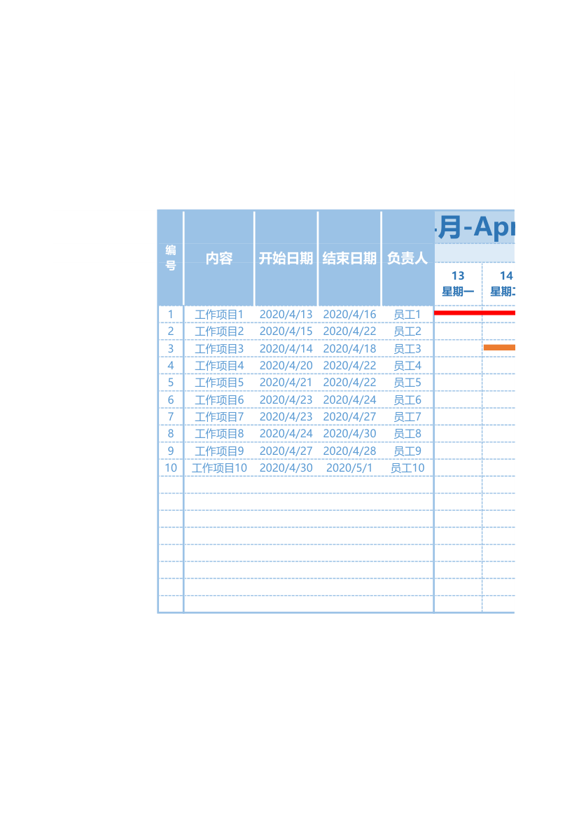 一周项目工作计划进度表.xls第1页