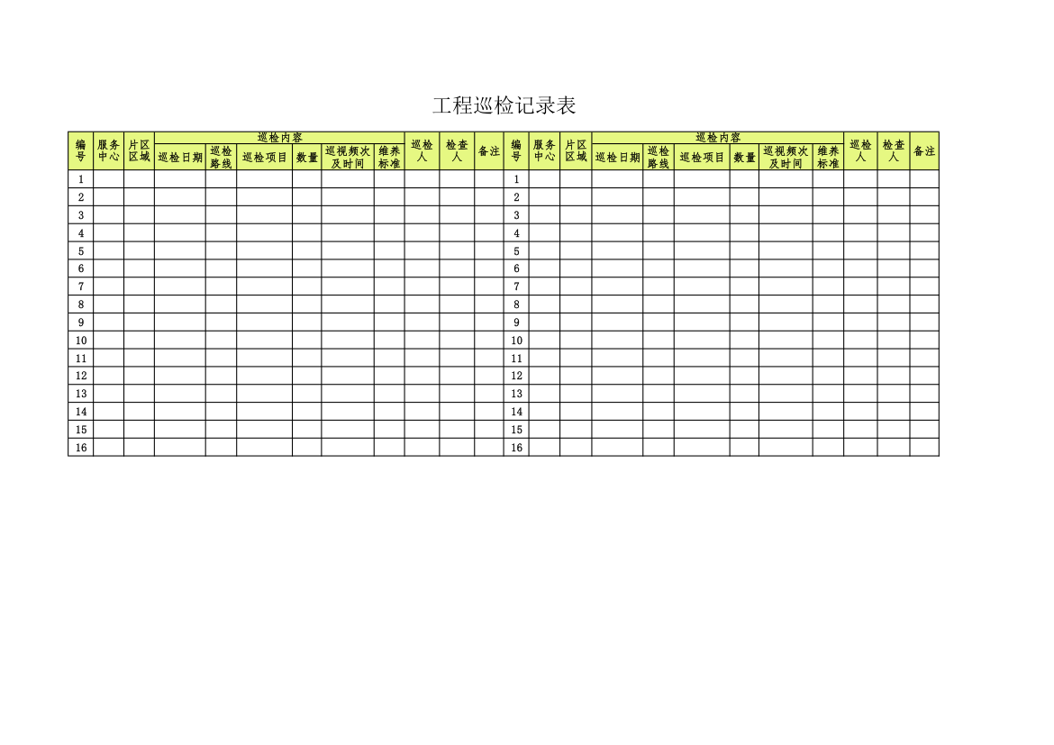 工程巡检记录表.xlsx第1页