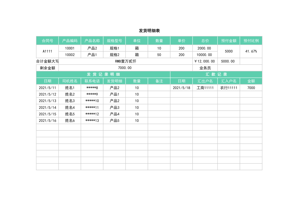 发货明细表（自动计算）.xlsx