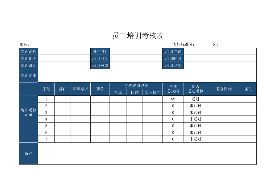 员工培训考核表.xlsx