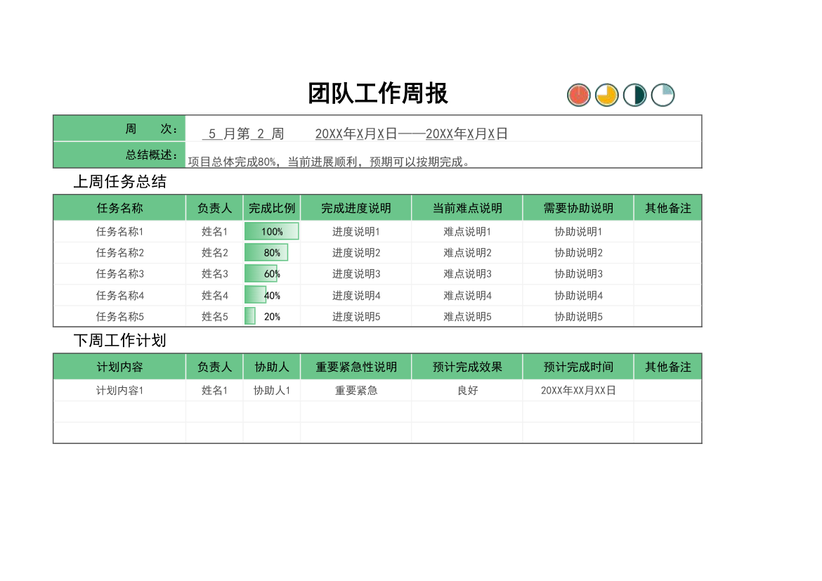 部门团队工作周报.xlsx第1页