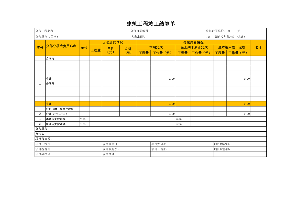 建筑工程竣工结算单.xlsx第1页