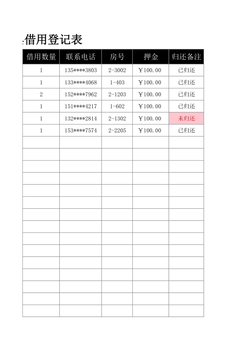 物业管理工具借用登记表.xlsx第10页