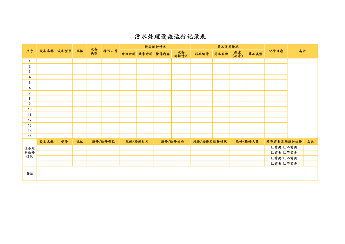 污水处理设施运行记录表.xlsx第1页