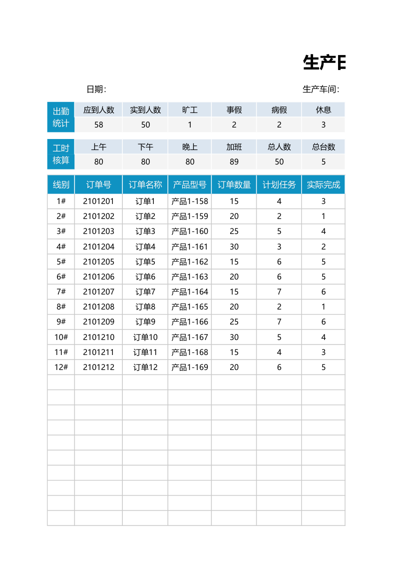 生产日报表-考勤登记表.xlsx第1页