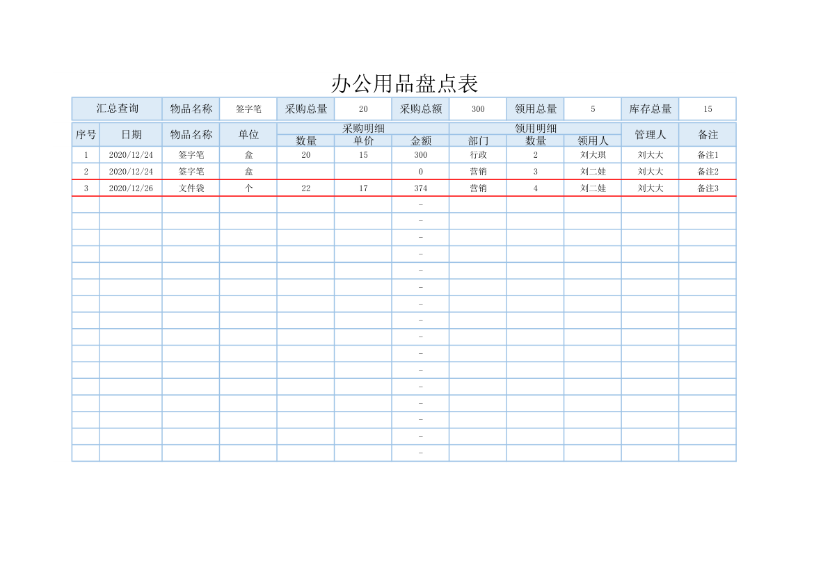 办公用品盘点表.xlsx