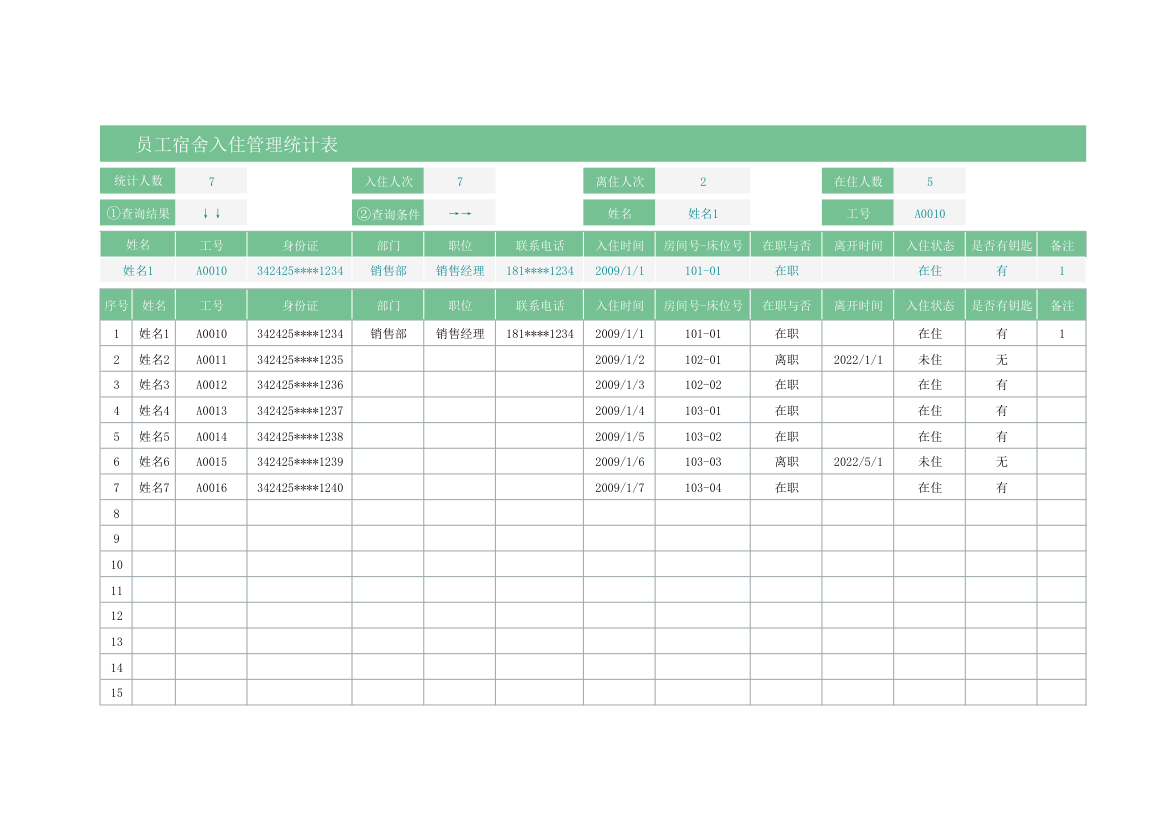 员工宿舍入住管理统计表.xlsx