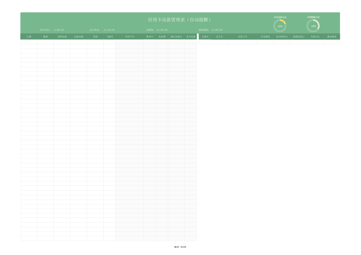 自动提醒信用卡还款管理表.xlsx第2页