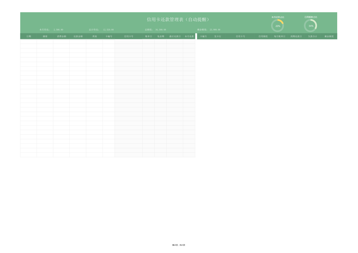 自动提醒信用卡还款管理表.xlsx第23页