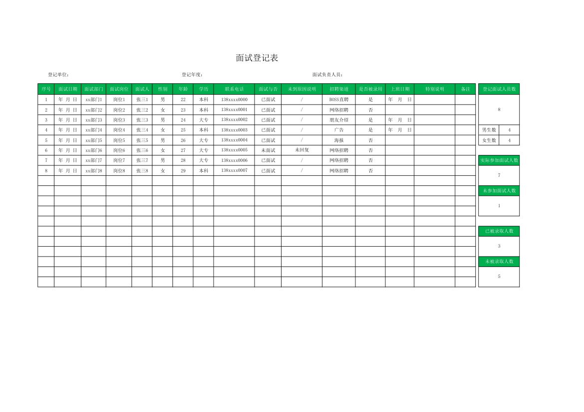 面试登记表.xlsx第1页