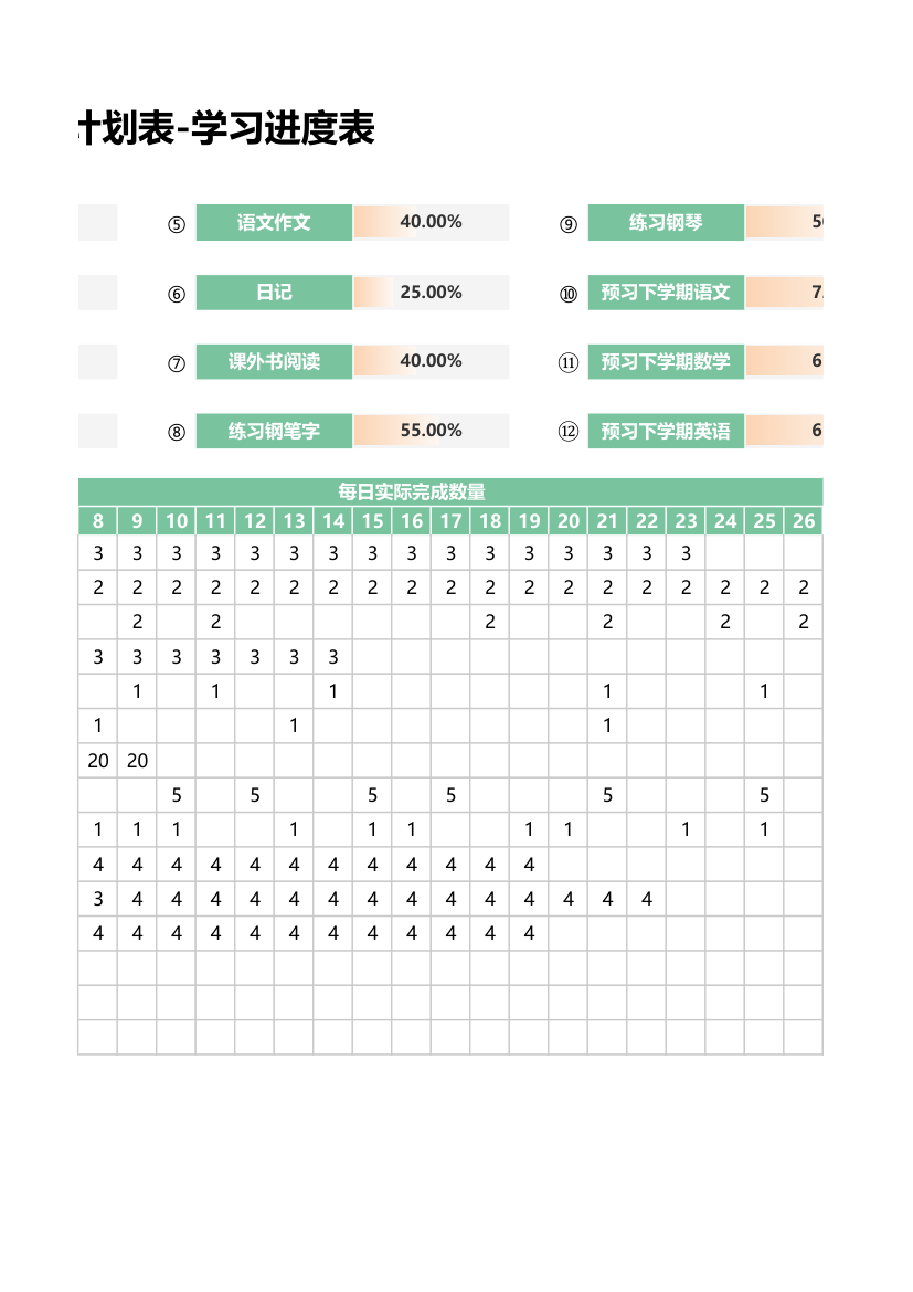 暑假学习计划表-学习进度表.xlsx第2页