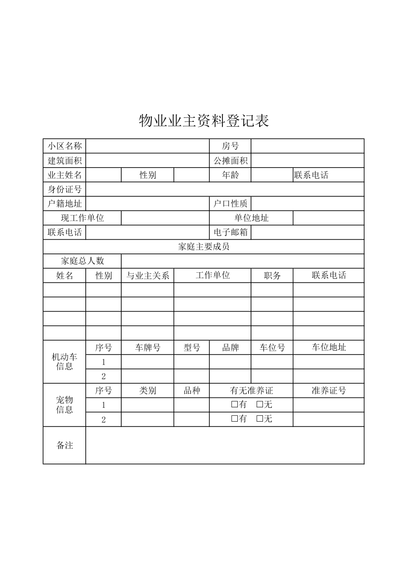 物业业主资料登记表.xlsx第1页