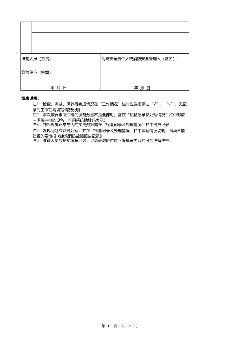 消防维保月记录表-全面详细.xlsx第13页