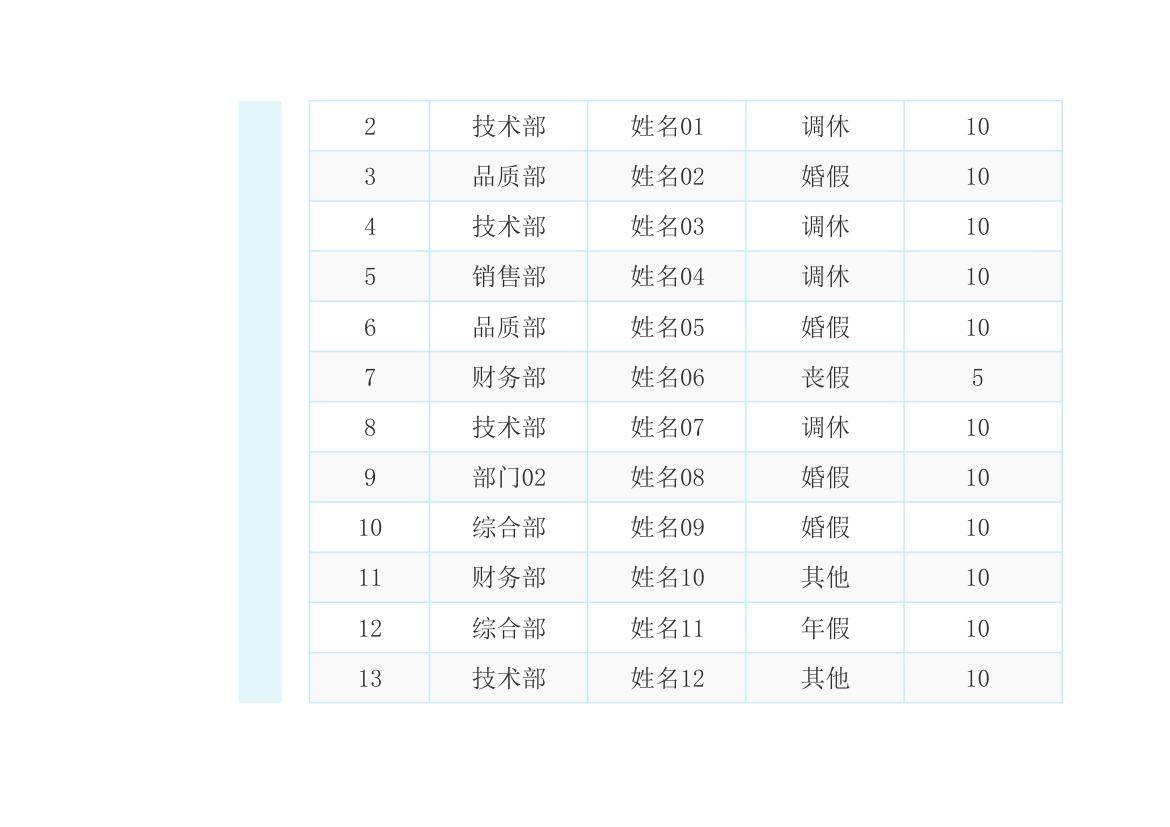 员工休假统计表.xlsx第2页