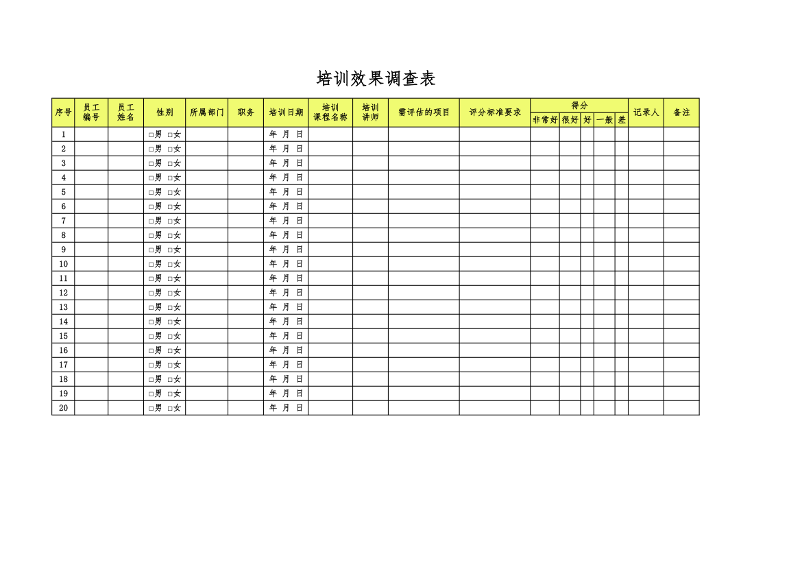 培训效果调查表.xlsx