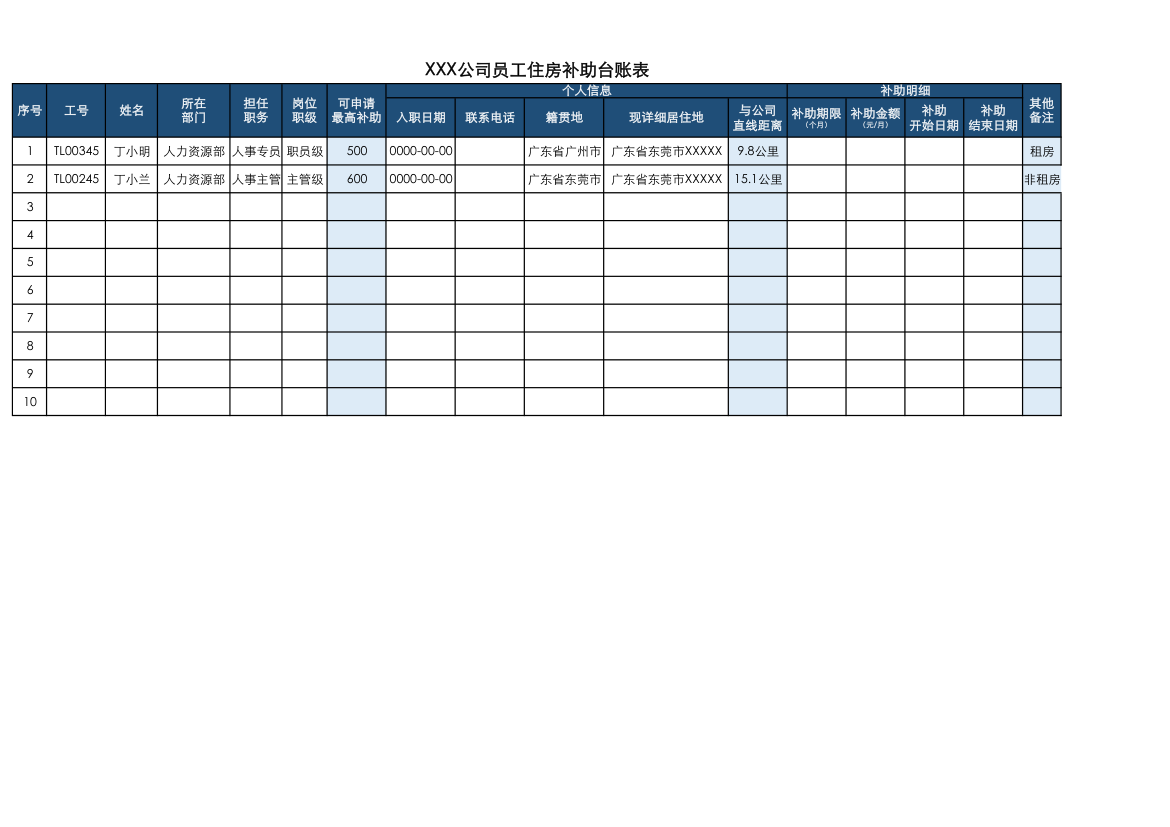 员工住房补助台账表.xlsx