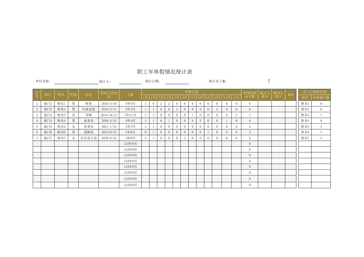 职工年休假情况统计表.xlsx第1页