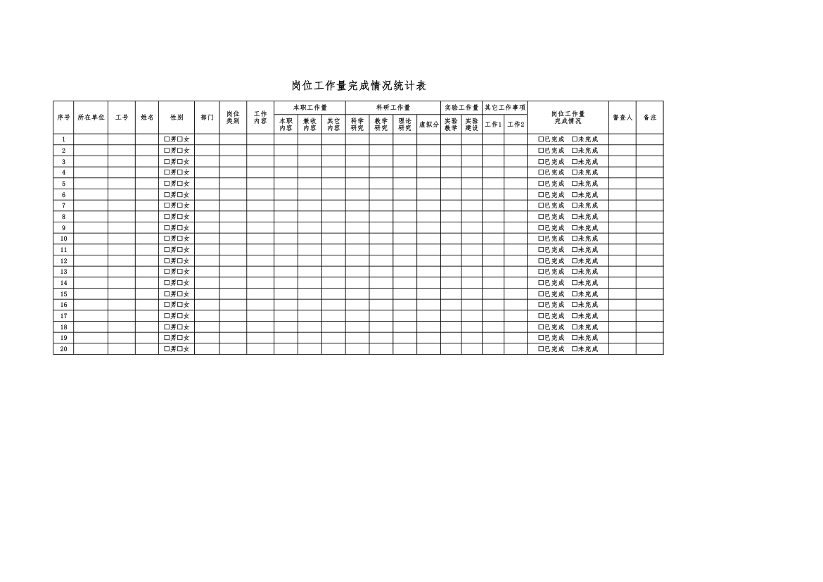 岗位工作量完成情况统计表.xlsx