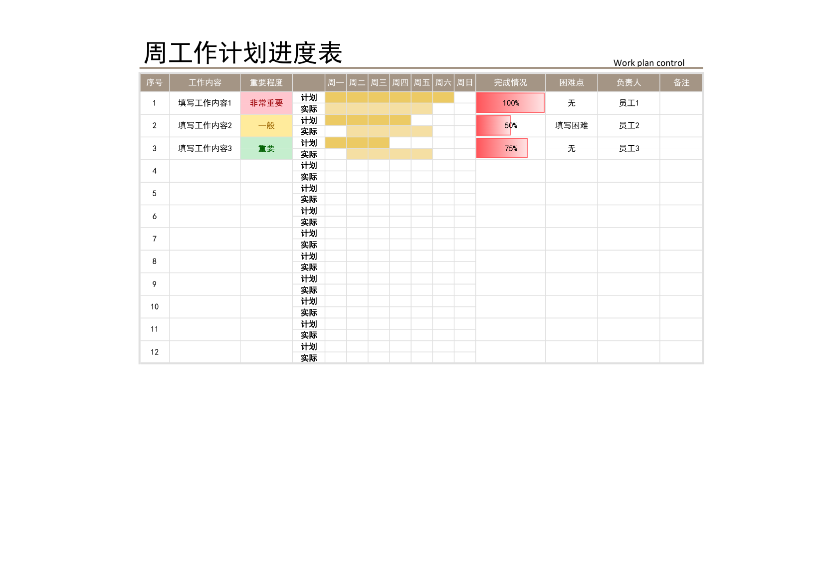 工作计划表进度表-周计划.xlsx