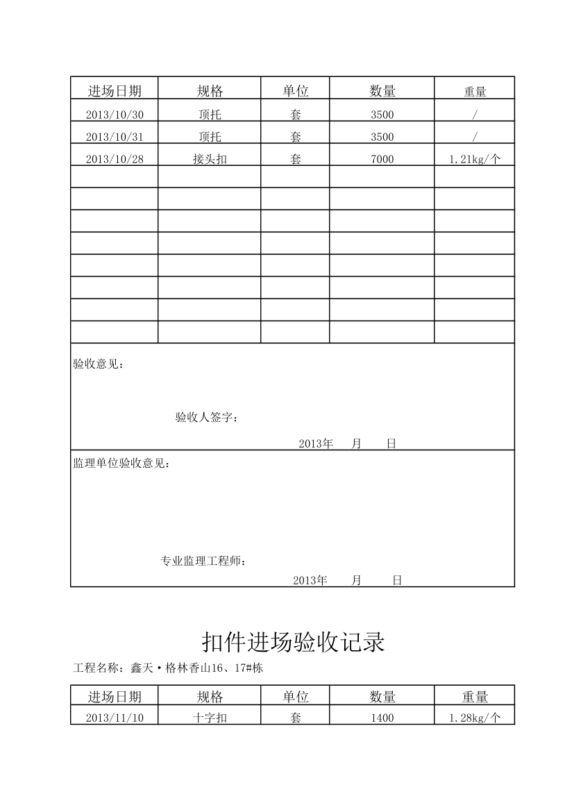 扣件进场验收记录第2页