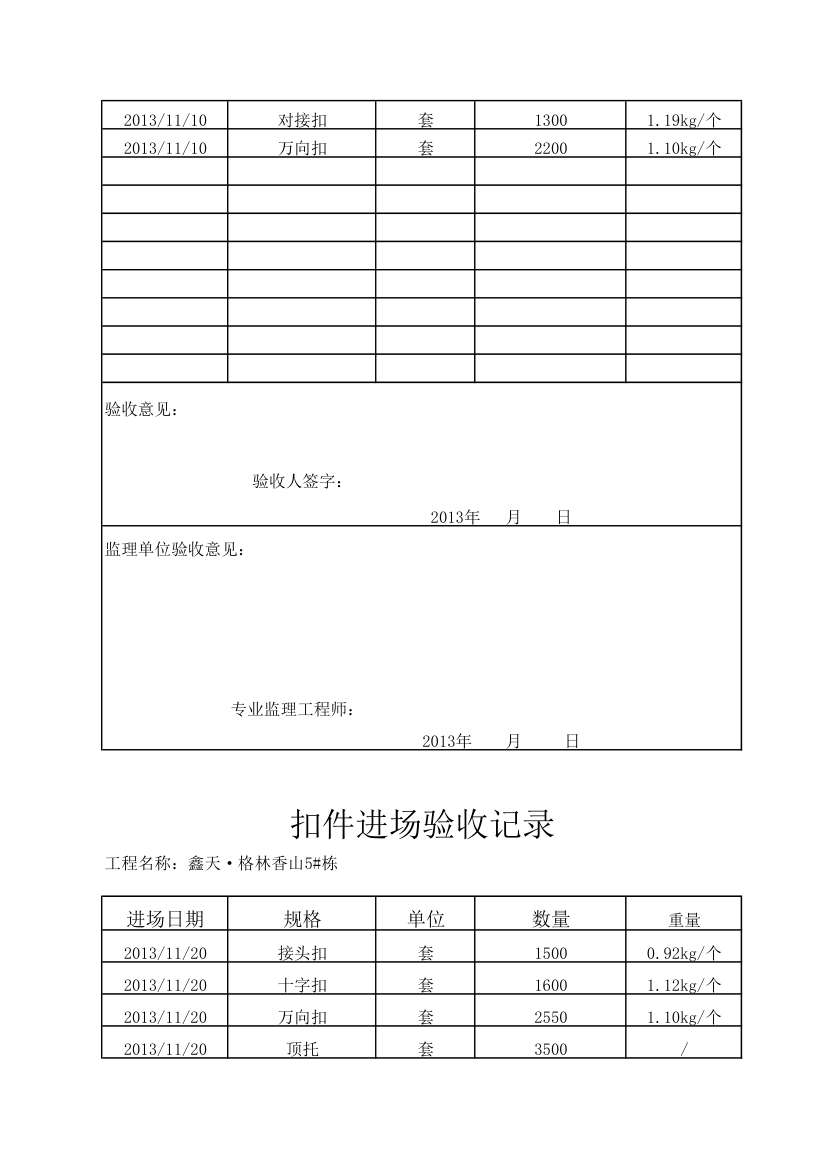 扣件进场验收记录第3页