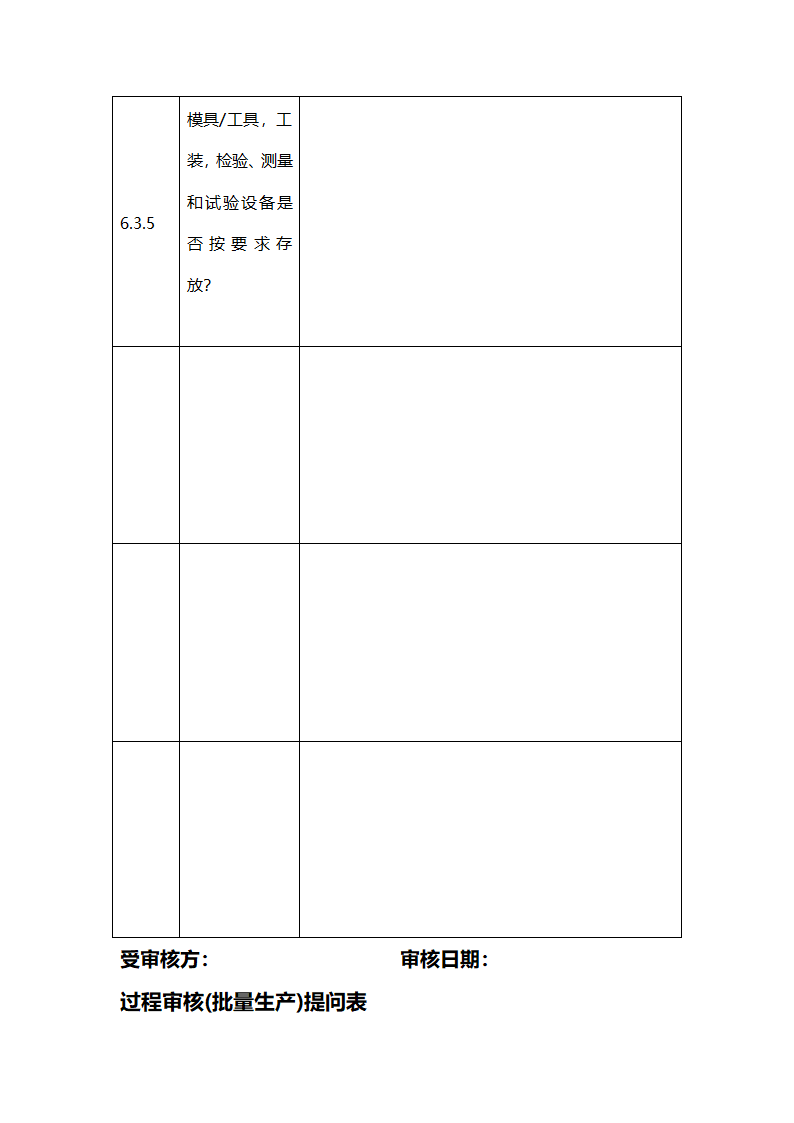 过程审核检查表第11页