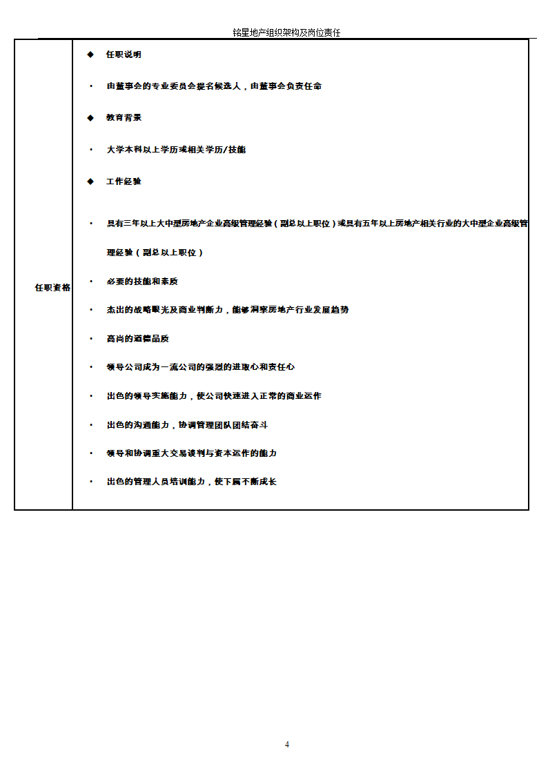 房地产公司组织架构及岗位职责第4页