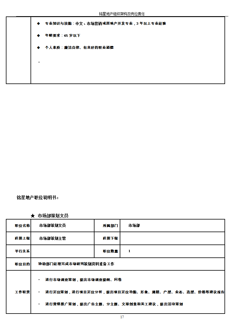 房地产公司组织架构及岗位职责第17页