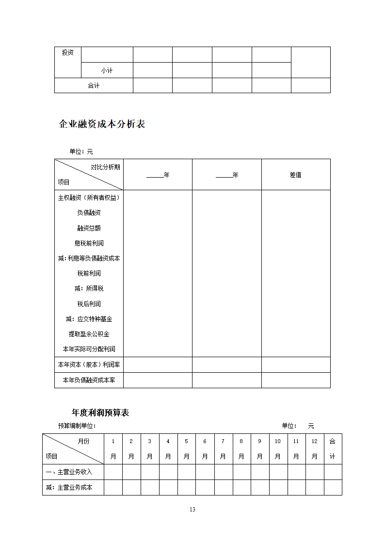 各种财务报表模板第13页