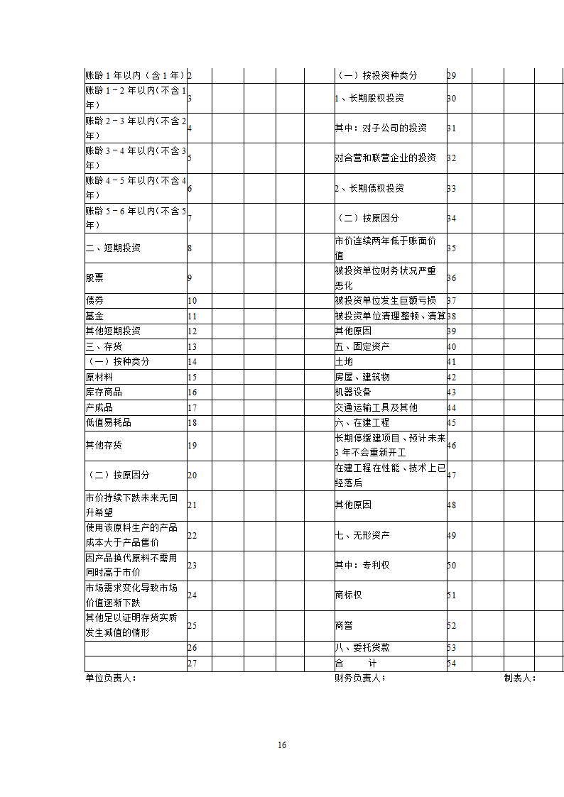 各种财务报表模板第16页