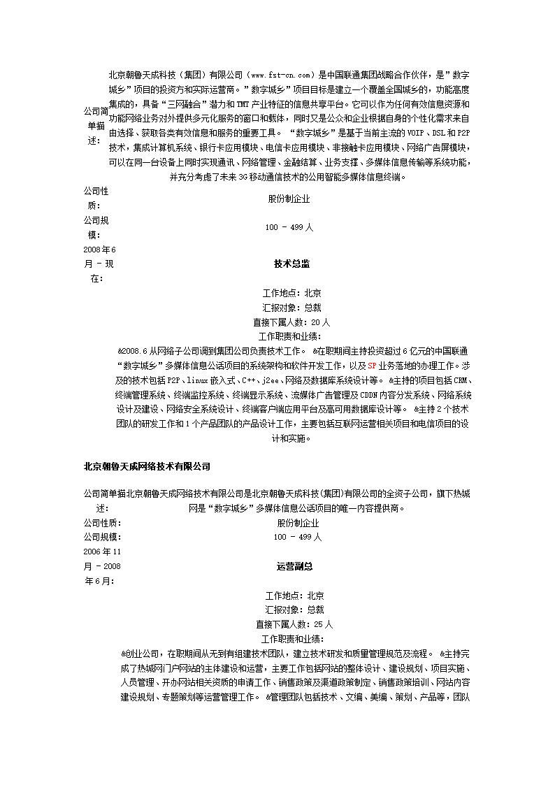 CTO简历第2页