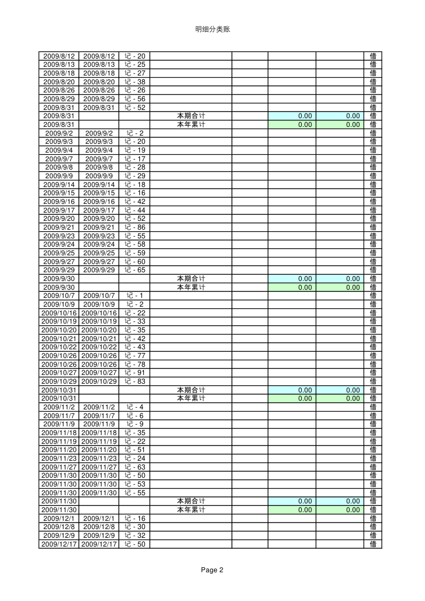 应收账款明细账格式第2页