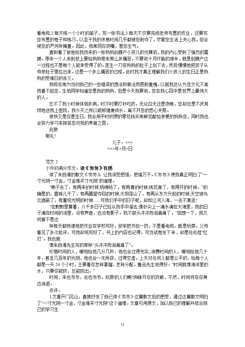 小学作文标准及小考满分作文范文第11页