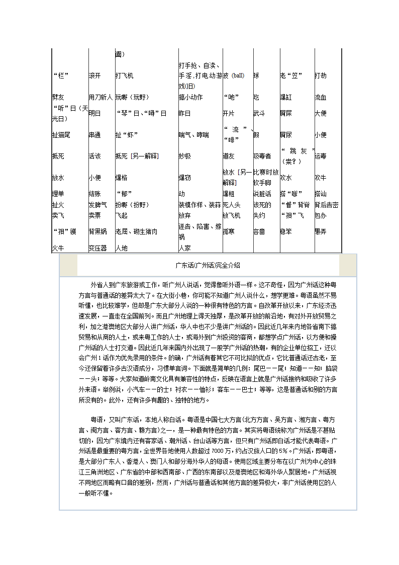 粤语词汇同北方话词汇对照第2页