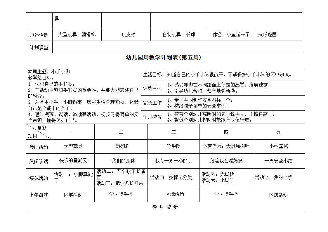 小班周计划表第5页