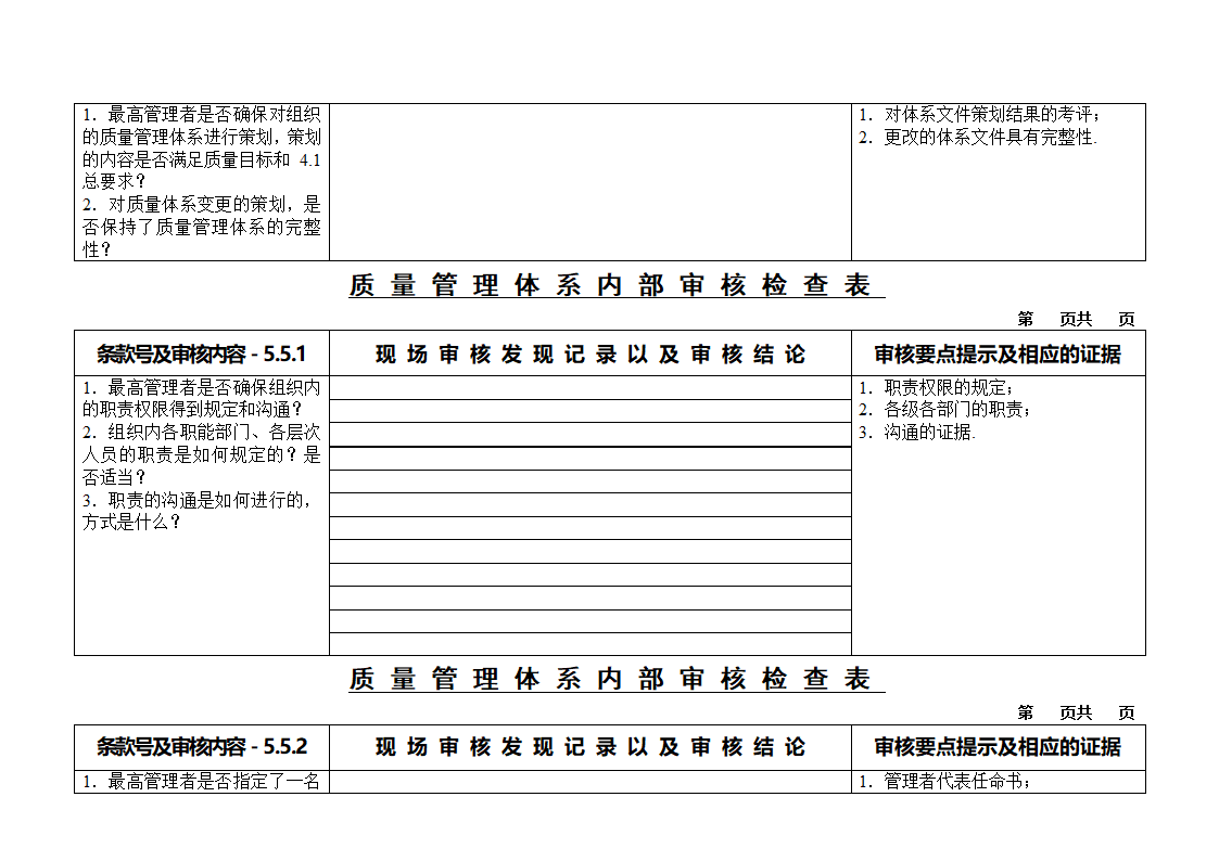 质量审核检查表第7页