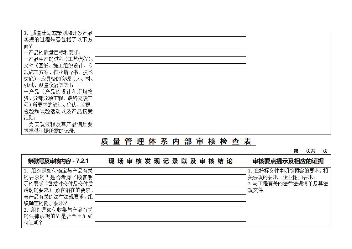 质量审核检查表第14页