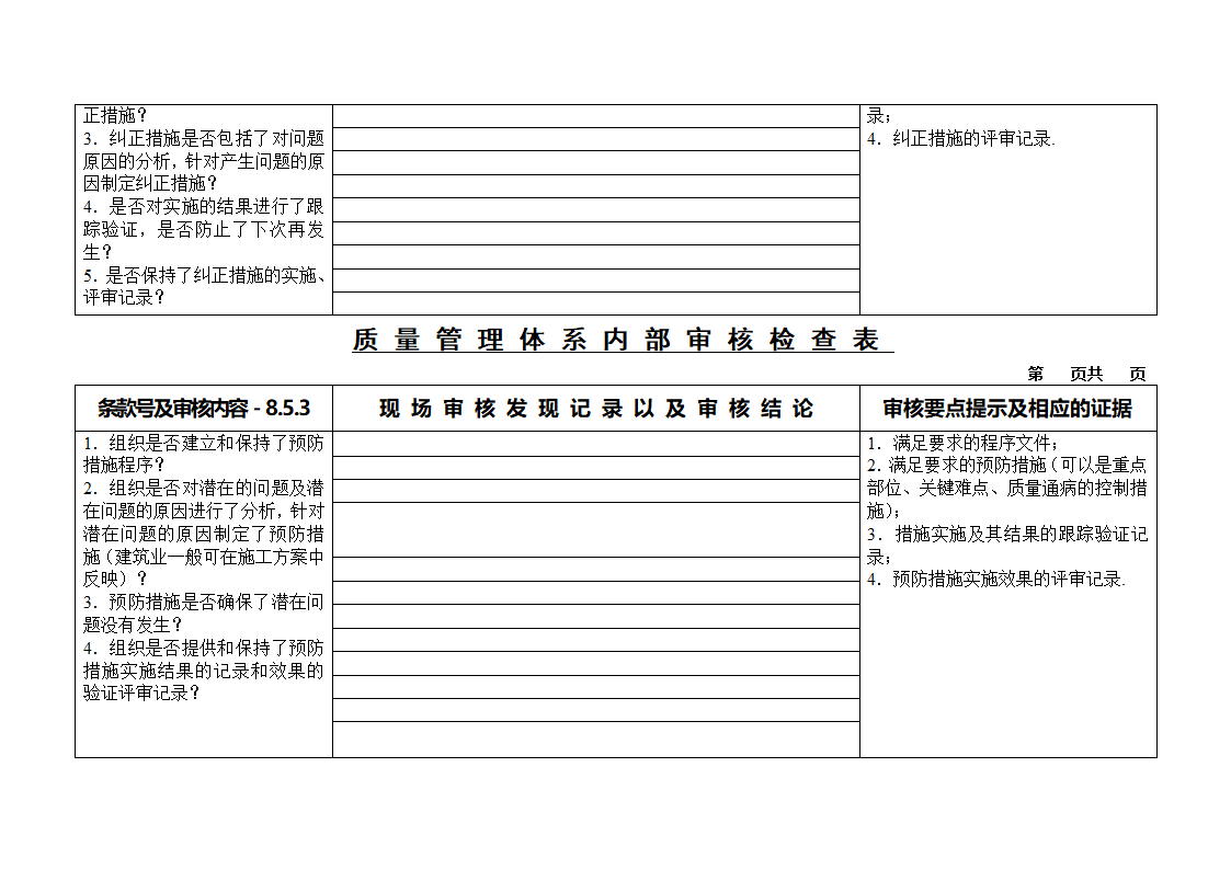 质量审核检查表第27页