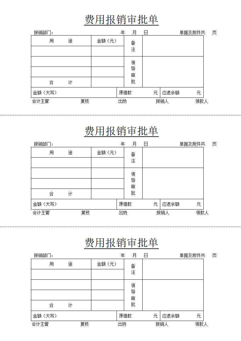 费用报销审批单