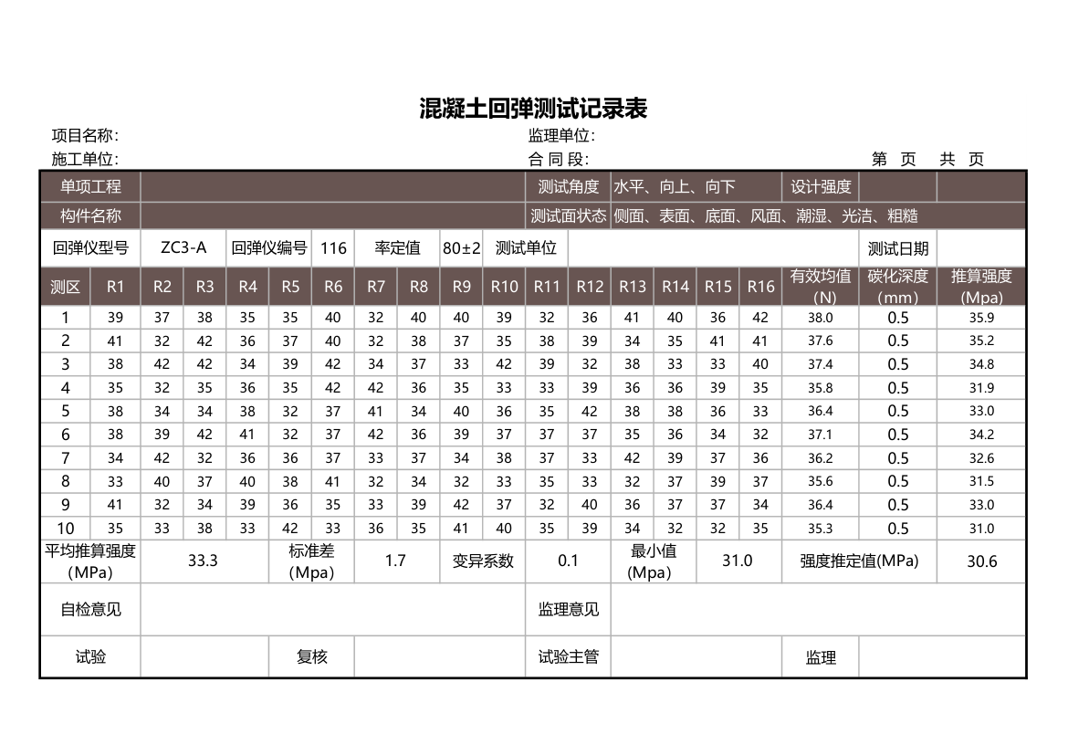 混凝土回弹法测试记录表.xls