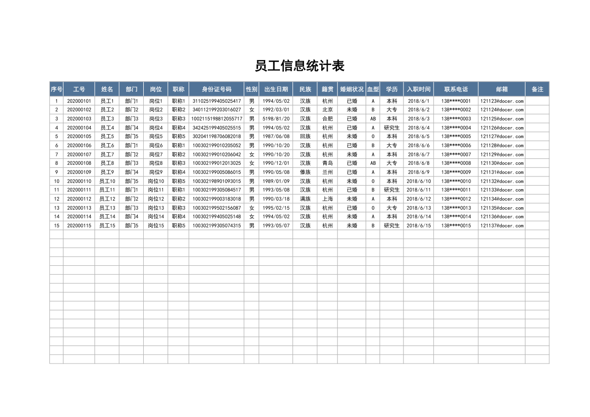 员工资料信息统计表.xlsx